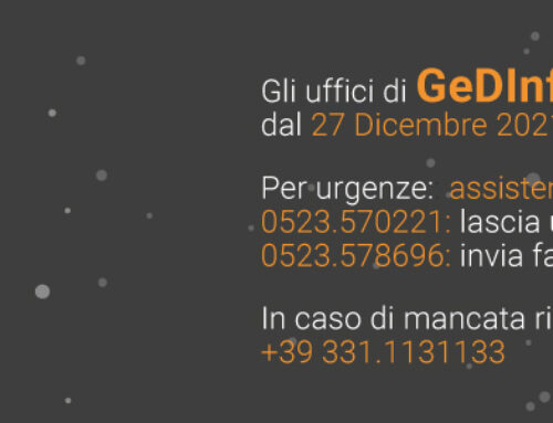 GeDInfo chiude gli uffici al pubblico dal 27 Dicembre al 7 Gennaio, l’assistenza per emergenze rimane garantita